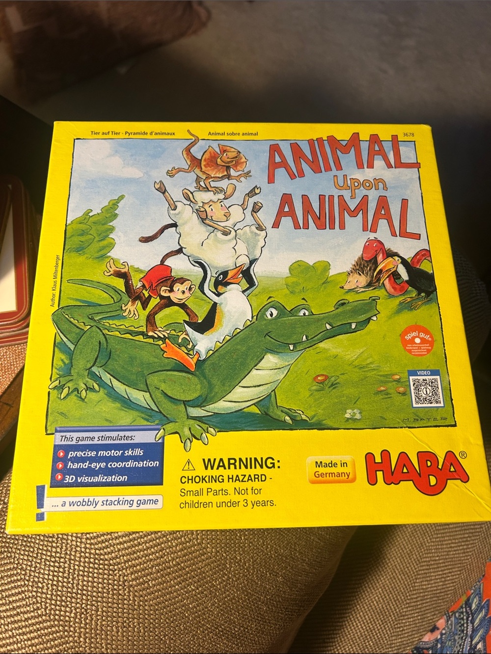 HABA Animal Upon Animal Stacking Game - Yellow Box